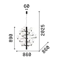 Pendant luminaire COPERNICO, 20 flames, Ø 86cm, incl. 20x G9 LED 3.2W 3000K