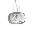 Pendant luminaire AUDI-80, 5 flames, Ø 40cm, incl. 5x G9 28W 2700K, smoked glass / chrome / glass balls