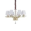Pendant luminaire PEGASO, 8 flames, Ø 76cm, E14, chrystal, brushed brass / organza