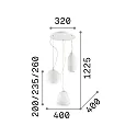 Ideal Lux Pendant luminaire ORIGAMI, 3 flames, E27, in pleated relief look, white
