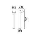 Ideal Lux Outdoor floor luminaire GAS PT1, IP43, 80cm, GU10, aluminium / hardened glass, coffee brown