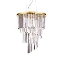 Pendant luminaire CARLTON, 12 flames, Ø 50cm, E14, with octagon chains and chrystal rods, gold