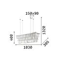 Ideal Lux Pendant luminaire MARTINEZ, 8 flames, lenght 103cm, E14, gold / chrystal glass