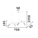 Pendant-/Ceiling luminaire DYNAMITE SP4, incl. 4x GU10 7W 3000K, adjustable