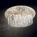 Ideal Lux Pendant luminaire NABUCCO, 18 flames, Ø 70cm, E14, gold / clear chrystals