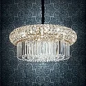 Ideal Lux Pendant luminaire NABUCCO, 18 flames, Ø 70cm, E14, gold / clear chrystals