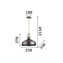 Ideal Lux Pendant luminaire ERIS-2, E27, metal / details in satined gold / fabric coated cable, white