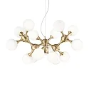 Pendant luminaire NODI, 15 flames, Ø 105cm, E14, connector rotatable, brushed brass / white