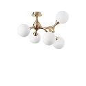 Ceiling luminaire NODI, 5 flames, E14, connector rotatable, brushed brass / white
