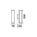 Ideal Lux Outdoor LED wall luminaire ETERE, IP44, width 30cm, 10.2W 4000K 700lm, coffee brown
