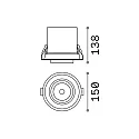 Recessed LED spot NOVA, IP20, 30W 3000K 3150lm 38°, adjustable, black
