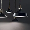Ideal Lux Pendant luminaire ERIS-1, E27, metal / details in satined gold / fabric coated cable, black