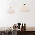 Pendant luminaire PLISSEE, Ø 35cm, E27, blown edged glass, chrome