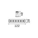 Ideal Lux recessed downlight LIKA FI SLIM  D12 6 flames, UGR < 19, slim, on/off, with trim IP20, black matt 
