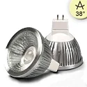 Pin based LED spot MR16 COB, 12V AC / DC, GU5.3, 5.5W 2700K 330lm 38°, dimmable