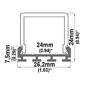 ISOLED Accessory for profile series WING20, cover, length 200cm, angular, opal / satined