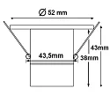 ISOLED Recessed LED spot, IP40, Ø 5.2cm, 3W 3000K 200lm 45°, warm white, fixed optics, brushed aluminium