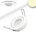 Recessed LED spot, prismatic, IP40, Ø 8.2cm, 8W 2700K 700lm 72°, swivelling, dimmable, white