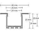 ISOLED Recessed LED mount profile WING20 (straight flange), anodized aluminium, length 200cm