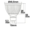 ISOLED Pin based LED spot MR16 from diffuse glass, 12V AC / DC, GU5.3, 6W 2700K 540lm 120°, not dimmable, frosted