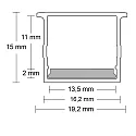 Accessory for profile SURF16 - cover COVER21 opal / satined, IP54, 65% translucency