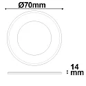 ISOLED LED under cabinet or recessed light SLIM MiniAMP, IP52, Ø 7cm, dimmable, brushed nickel / diffuse, 24V DC, 3W 2800K 160lm 120°