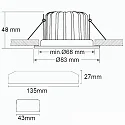 Recessed outdoor LED spot Sys-68, IP65, fixed optics, CRi >95, push-/ DALI-dimmable, 10W 3000K 800lm 60°