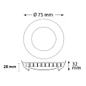 Recessed LED luminaire LUNA MiniAMP, indirect lightbeam, Ø 7.5cm, 24V DC, dimmable, aluminium, white, 4W 2700K 175lm 120°
