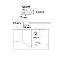 ISOLED MiniAMP contact-sensor, round, IP20, recesses + surface mount, 12-24V DC, 3A, with 2x 150cm white cable, chrome