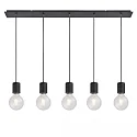 pendant luminaire E27 SURFACE 5 flames, long, with canopy E27 IP20, black matt dimmable