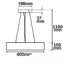 ISOLED pendant luminaire DN400 down, round IP20, black dimmable