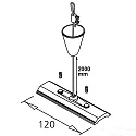 ISOLED 3-phase CLASSIC - rope suspension (1 pc.) for tracks, surface mount, with mounting plate incl. canopy u. steel rope 200cm