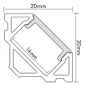 nobilé Aluminum Corner Profile 3 OP, 200cm, for LED Strips up to 1.4cm width