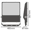 Ledvance floodlight FL PFM DA ASYM 55X110 290W 4000K BK DALI controllable, asymmetrical IP66, black