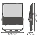 Ledvance floodlight FL PFM DA ASYM 45X140 150W 3000K BK DALI controllable, asymmetrical IP66, black