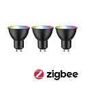 Paulmann WIFI LED Smart light bulb RGBW set of 3, ZigBee controllable GU10 4,8W 350lm 2200-6500K 38° CRI 80-89 dimmable