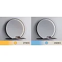 mirror with lighting MIRO Ø 50CM round, with frame, tunable white, with shelf IP44, black matt 