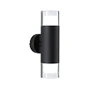 wall luminaire KAME DOUBLE 2 flames, cylindrical, switchable IP44, mat, signal black 
