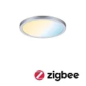 LED Recessed Panel AERO VariFit Zigbee TW, round, IP44, Ø17.5cm, 15W Tuneable White, chrome matt