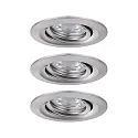 Set of 3 LED Recessed luminaire NOVA MINI with Module COIN, swivelling, iron brushed