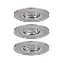 Set of 3 LED Recessed luminaire NOVA MINI with Module COIN, IP44, fixed, iron brushed