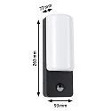 Paulmann outdoor wall luminaire BONNIE PIR with sensor, insect friendly, sea-air resistant IP44, anthracite 