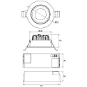 Rutec downlight GAIL Plug&Play round, swivelling IP65, powder coated, silver dimmable