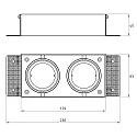 Rutec Projekt ceiling recessed luminaire VANYA 2 flames, square, swivelling, flush IP20, white dimmable