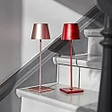 SIGOR battery table lamp NUINDIE round, CCT Switch IP54, cherry red anodised dimmable