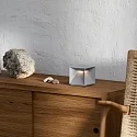 SIGOR battery table lamp NUTALIS 10X10CM cube shape, CCT Switch, with touch dimmer, with charger IP54, fog grey dimmable