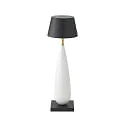battery table lamp THALA round, CCT Switch, with touch dimmer IP65, night black, white ceramic dimmable