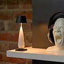 SIGOR battery table lamp THALA round, CCT Switch, with touch dimmer IP65, night black, white ceramic dimmable