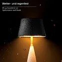 SIGOR battery table lamp THALA round, CCT Switch, with touch dimmer IP65, night black, white ceramic dimmable