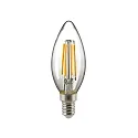 LED Filament light bulb CANDLE, 230V, Ø 3.5cm / L 9.7cm, E14, 4.5W 2700K 470lm 300°, dimmable, clear